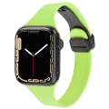 For Apple Watch Series 7 45mm Magnetic Buckle Slim Silicone Watch Band(Green)