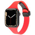 For Apple Watch Series 6 44mm Magnetic Buckle Slim Silicone Watch Band(Red)