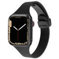 For Apple Watch Series 3 38mm Magnetic Buckle Slim Silicone Watch Band(Black)
