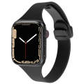 For Apple Watch 38mm Magnetic Buckle Slim Silicone Watch Band(Black)