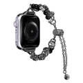 For Apple Watch SE 2022 44mm Pearl Bracelet Metal Watch Band(Black)