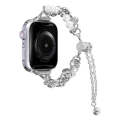 For Apple Watch SE 44mm Pearl Bracelet Metal Watch Band(Silver)