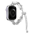 For Apple Watch Ultra 2 49mm Pearl Bracelet Metal Watch Band(Silver)