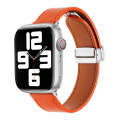 For Apple Watch Serie 7 41mm Magnetic Buckle Skin Feel Leather Watch Band(Orange)