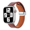 For Apple Watch Serie 7 45mm Magnetic Buckle Skin Feel Leather Watch Band(Wine Red)