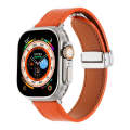 For Apple Watch Ultra 2 49mm Magnetic Buckle Skin Feel Leather Watch Band(Orange)