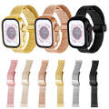 For Apple Watch Series 8 45mm  Magnetic Buckle Herringbone Mesh Metal Watch Band(Starlight)