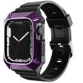 For Apple Watch 9 41mm PC Rugged Case Integrated TPU Watch Band(Purple)