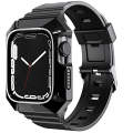 For Apple Watch SE 2023 44mm PC Rugged Case Integrated TPU Watch Band(Black)