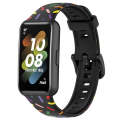 For Huawei Band 7 Sports Rainbow Dots Silicone Watch Band(Black)