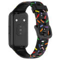 For Huawei Band 7 Sports Rainbow Dots Silicone Watch Band(Black)