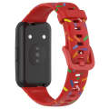 For Huawei Band 7 Sports Rainbow Dots Silicone Watch Band(Red)