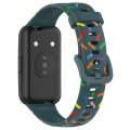 For Huawei Band 7 Sports Rainbow Dots Silicone Watch Band(Dark Green)