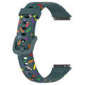 For Huawei Band 7 Sports Rainbow Dots Silicone Watch Band(Dark Green)