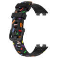 For Huawei Band 8 Sports Rainbow Dots Silicone Watch Band(Black)