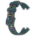 For Huawei Band 8 Sports Rainbow Dots Silicone Watch Band(Dark Green)