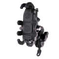 MOTOSLG Crab Motorcycle Phone Clamp Bracket L-Type Rear Mirror Mount(Black)