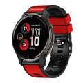 For Garmin Forerunner 265S / 255S / Venu 2S 18mm Weave Two-Color Silicone Watch Band(Red Black)
