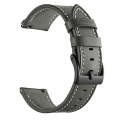 For Garmin Venu / SQ / SQ2 / Venu 2 Plus Stitching Black Buckle Genuine Leather Watch Band(Grey)