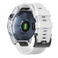 For Garmin Tactix 7 Pro / Fenix 7X  / 6X Pro 26mm Screw Black Steel Buckle Silicone Watch Band(Wh...