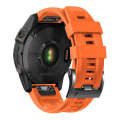 For Garmin Tactix 7 Pro / Fenix 7X  / 6X Pro 26mm Screw Black Steel Buckle Silicone Watch Band(Or...