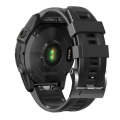 For Garmin Tactix 7 Pro / Fenix 7X  / 6X Pro 26mm Screw Black Steel Buckle Silicone Watch Band(Bl...