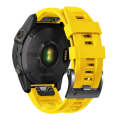 For Garmin Tactix 7 Pro / Fenix 7X  / 6X Pro 26mm Screw Black Steel Buckle Silicone Watch Band(Ye...