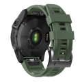 For Garmin Tactix 7 Pro / Fenix 7X  / 6X Pro 26mm Screw Black Steel Buckle Silicone Watch Band(Ar...