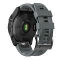 For Garmin Tactix 7 Pro / Fenix 7X  / 6X Pro 26mm Screw Black Steel Buckle Silicone Watch Band(Grey)
