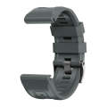 For Garmin Tactix 7 Pro / Fenix 7X  / 6X Pro 26mm Screw Black Steel Buckle Silicone Watch Band(Grey)