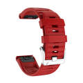 For Garmin Forerunner 965 / 955 / 945 / 935 Screw Silver Steel Buckle Silicone Watch Band(Red)