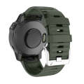 For Garmin Forerunner 965 / 955 / 945 / 935 Screw Silver Steel Buckle Silicone Watch Band(Army Gr...