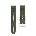 For Garmin Forerunner 965 / 955 / 945 / 935 Screw Silver Steel Buckle Silicone Watch Band(Army Gr...