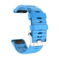 For Garmin Forerunner 965 / 955 / 945 / 935 Screw Silver Steel Buckle Silicone Watch Band(Sky Blue)