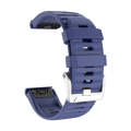For Garmin Forerunner 965 / 955 / 945 / 935 Screw Silver Steel Buckle Silicone Watch Band(Dark Blue)
