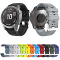 For Garmin Tactix 7 Pro / Fenix 7X / 6X Pro 26mm Screw Silver Steel Buckle Silicone Watch Band(Or...