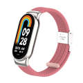 For Xiaomi Mi Band 8 / 8 NFC Metal Head + Nylon Braided Steel Buckle Watch Band(Pink)