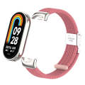 For Xiaomi Mi Band 8 / 8 NFC Metal Head + Nylon Braided Steel Buckle Watch Band(Pink)