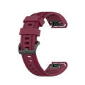 For Garmin Fenix 7S Pro 42mm Pure Color Silicone Watch Band(Wine Red)
