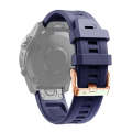 For Garmin Fenix 7S Pro 42mm Rose Gold Buckle Silicone Watch Band(Dark Blue)