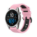 For Garmin Epix Pro 42mm Sports Two-Color Silicone Watch Band(Pink+Black)