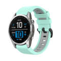 For Garmin Epix Pro 42mm Sports Two-Color Silicone Watch Band(Teal+Grey)