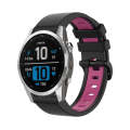 For Garmin Fenix 7S Pro 42mm Sports Two-Color Silicone Watch Band(Black+Pink)