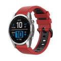 For Garmin Fenix 7S Pro 42mm Sports Two-Color Silicone Watch Band(Red+Black)