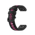 For Garmin Fenix 7 Pro 47mm Sports Two-Color Silicone Watch Band(Black+Pink)