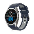 For Garmin Fenix 7 Pro 51mm Sports Two-Color Silicone Watch Band(Dark Blue+Grey)