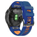 For Garmin Instinct 2X Solar Sports Two-Color Silicone Watch Band(Midnight Blue+Orange)
