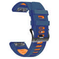 For Garmin Fenix 7 Pro 51mm Sports Two-Color Silicone Watch Band(Midnight Blue+Orange)