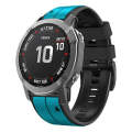 For Garmin Epix Pro 47mm Sports Two-Color Silicone Watch Band(Sky Blue+Black)