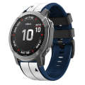 For Garmin Fenix 7 Pro 47mm Sports Two-Color Silicone Watch Band(White+Dark Blue)